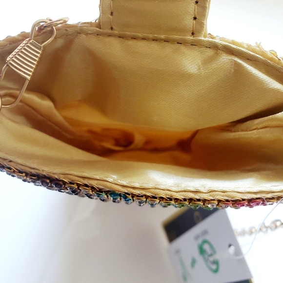 Caleesa Rhinestones Gold Cell Phone Crossbody Bag - Picture 5 of 6